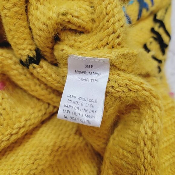 NEW Easel Whip Stitch Batwing Poncho Soft Sweater in Yellow Combo Size S/M - Picture 12 of 14